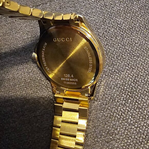 NEW GUCCI G-Timeless Unisex Watch YA126461A Gold Tone Pattern Dial - Picture 2 of 2